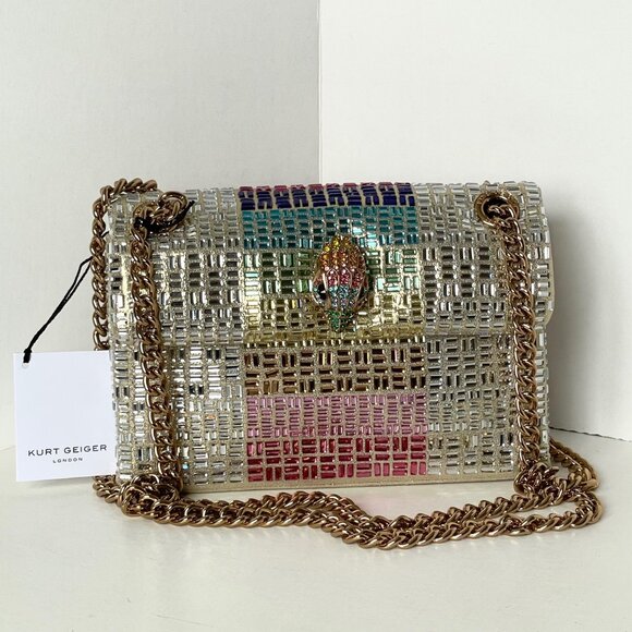 Kurt Geiger Mini Kensington Rainbow Crystal Beaded Crossbody Bag - Picture 2 of 16